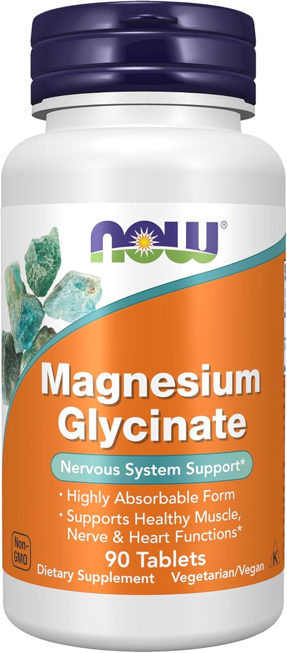 NOW Supplements, Magnesium Glycinate 100 mg, Highly Absorbable Form, 90 Tablets