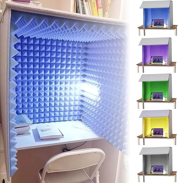 WORDFUN Desktop Soundproof Cover, Portable Vocal Booth for Recording, Self Made Sound Booth Box, 1 Person Use, Decreasing Noise, Isolation Shield, Vocal Absorbing Shield, for Home Office and Studio