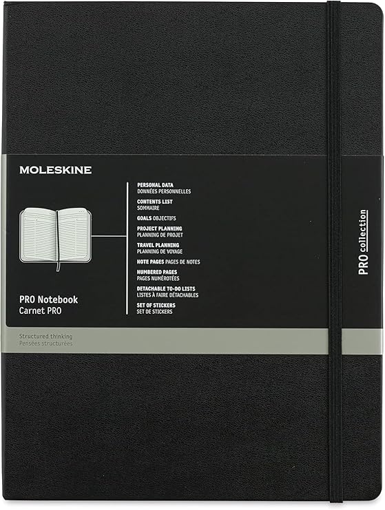 Moleskine Professional Notebook, XL, Black, Hard Cover (7.5 x 9.75)