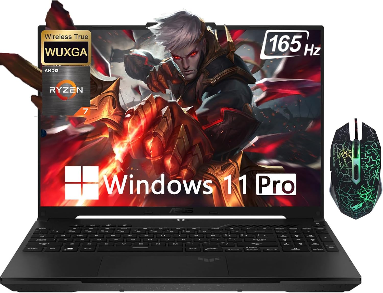 ASUS TUF A16 Gaming Laptop, 16 165Hz WUXGA Display, AMD Ryzen 7 7735HS8-core, ‎16GB DDR5 RAM, 512GB SSD, Radeon RX 7700S, 100% sRGB, WiFi 6, Backlit Keyboard, Windows 11 Pro & Designed Mouse