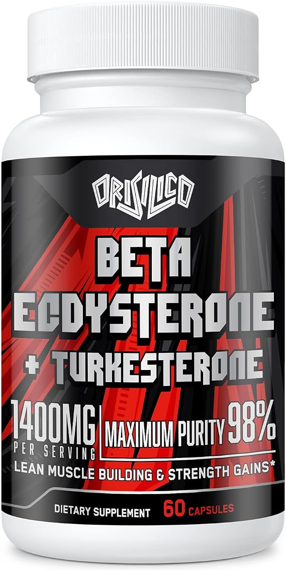 1400mg Beta Ecdysterone and Turkesterone Supplements, Natural Muscle Builder for Men, Maximized 98% Beta Ecdysterone & 20% Turkesterone, Protein Synthesis, Vegan, 60 Capsules