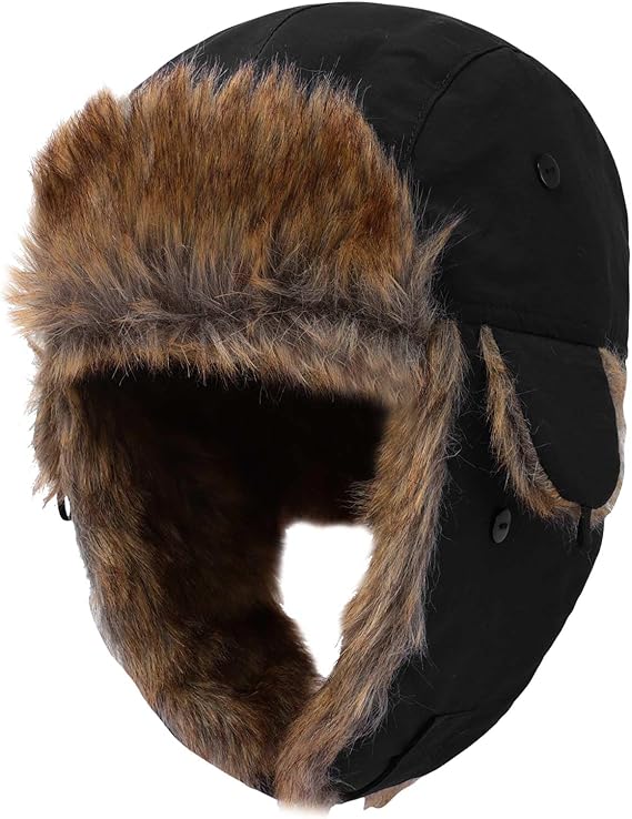Kids Winter Trapper Hat Toddler Outdoor Warm Windproof Ushanka Aviator Hat Sherpa Fleece Lined Ski Cap for Boys Girls 1T-8T