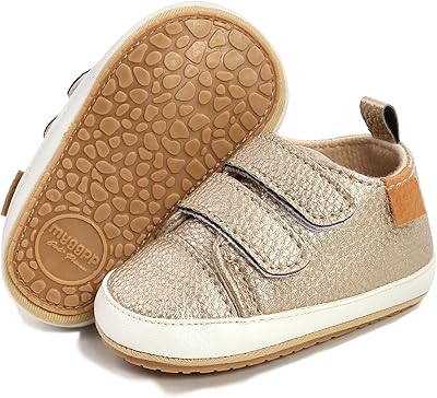 GAISUMMI Baby Boys Girls Shoes Infant High-Top PU Leather Sneakers Newborn Crib Flats Non-Slip Rubber Sole Unisex Toddler Prewalkers