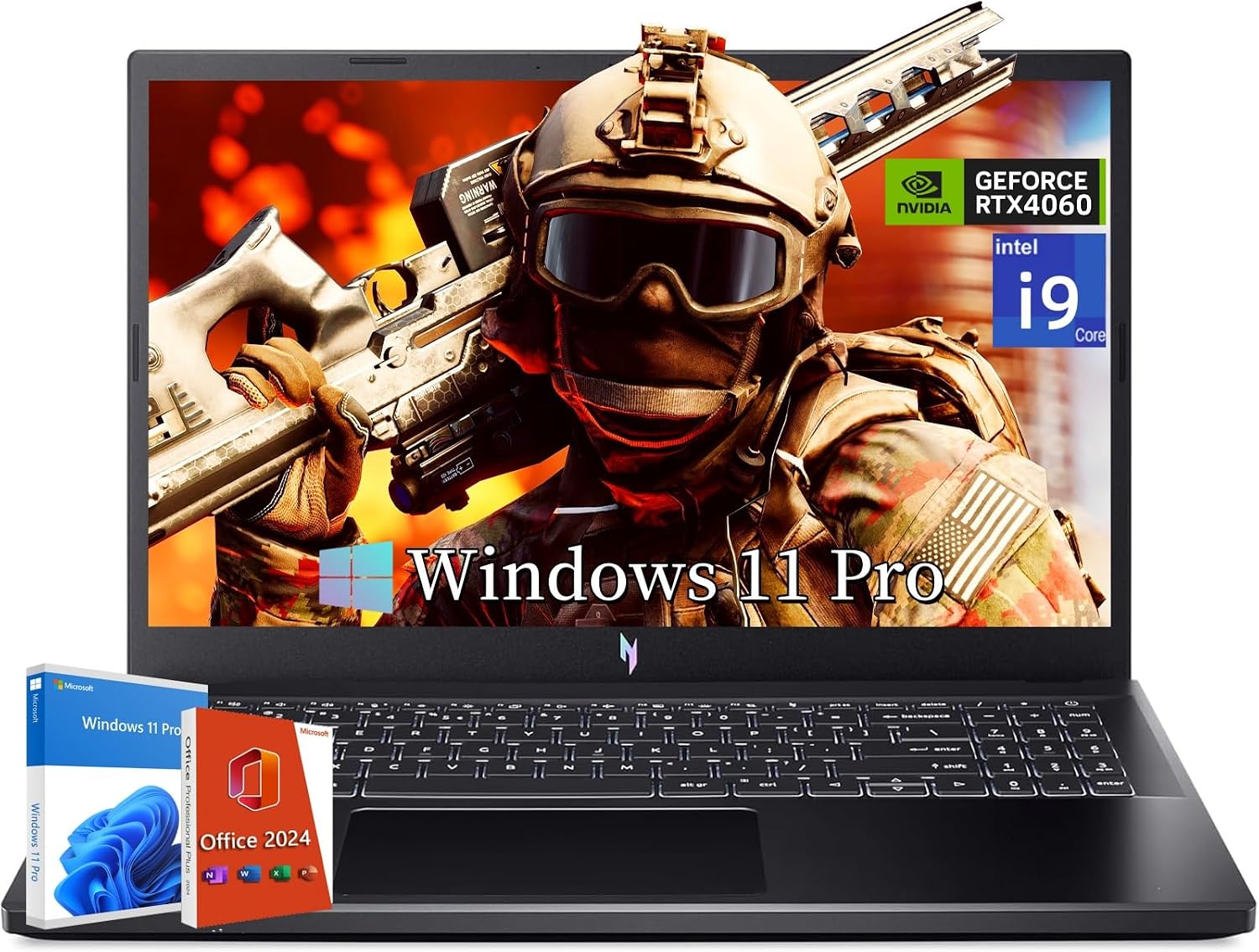 acer Nitro V 15 Gaming Laptop, 15.6 FHD IPS 144Hz, Intel i9-13900H, GeForce RTX 4060, 64 GB RAM DDR5, 1 TB SSD, Backlit Keyboard, Windows 11 Pro, Office Pro Lifetime License wAccessories