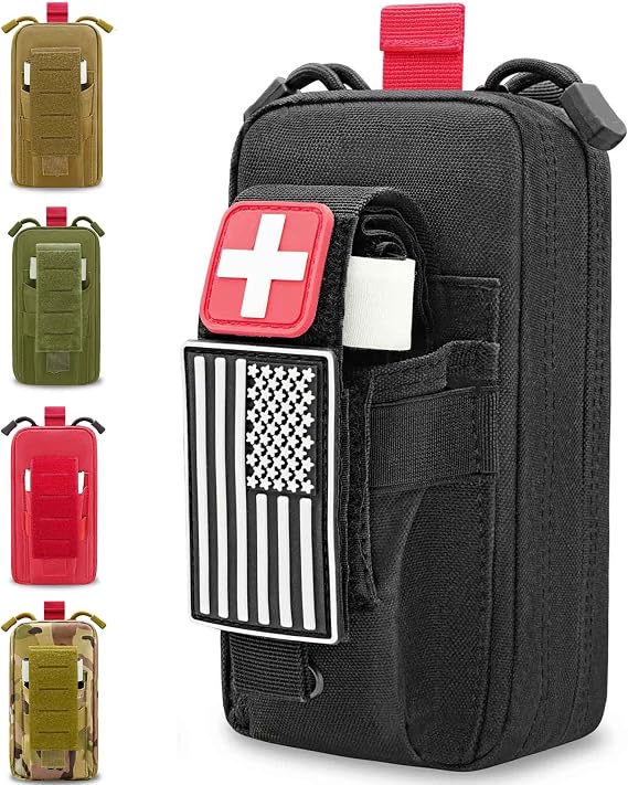 Upgrade 1000D Laser Cut Ifak Pouch Molle, Tactical Molle EMT Belt First Aid Pouches for Backpack Belt