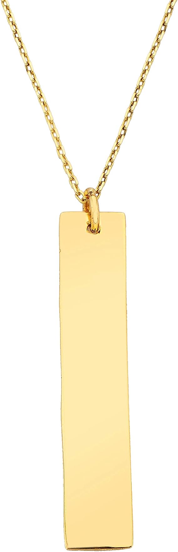 14K Real Solid Gold Vertical Coordinate Engravable Personalized Custom Name Necklace for Women | Birthday Christmas Mother’s Day Gift