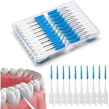 300 Pieces Interdental Brushes,Braces Brush with Silicone Head,Dental Tooth Flossing Toothpick Cleaners Tooth Tool, Blue