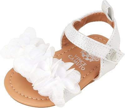 Vince Camuto Baby Girls Sandals - Newborn Girls Summer Flower Sandals - First Dress Shoes for Infant Girls 0-12M