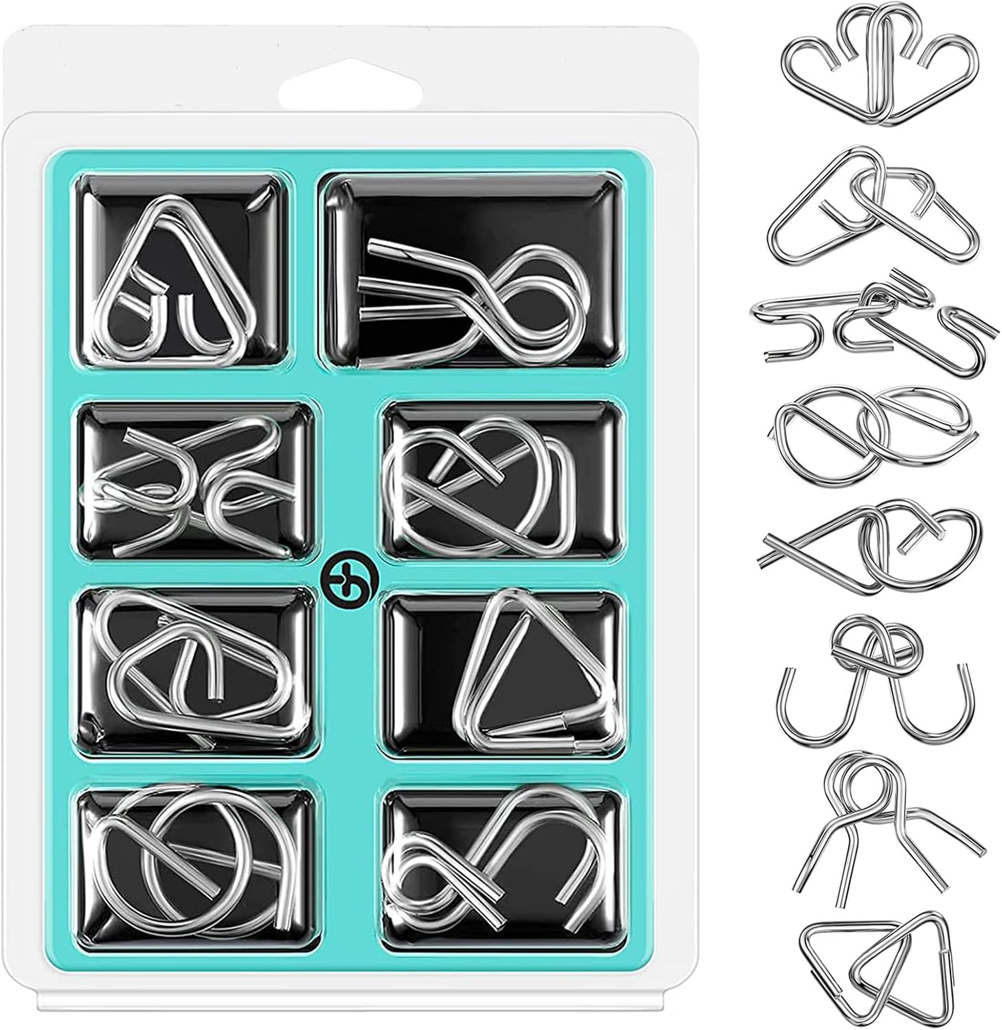 8 Pieces Metal Puzzle Metal Puzzle Set IQ Games Patience Game Skill Game Metal Puzzle Thinking Games Toy Mini Gift for Adults and Children
