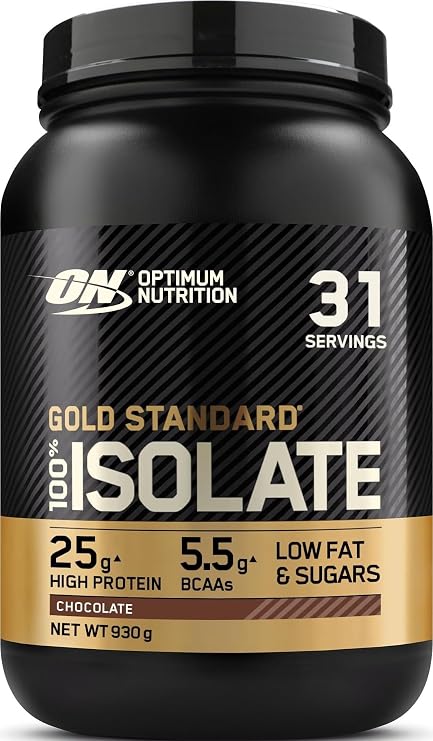Optimum Nutrition Gold Standard 100% Isolate Whey Protein Powder, 930g | Chocolate, 31 Servings, BCAAs and Glutamine, Pre and Post Workout, Supports Muscle Growth and Repair