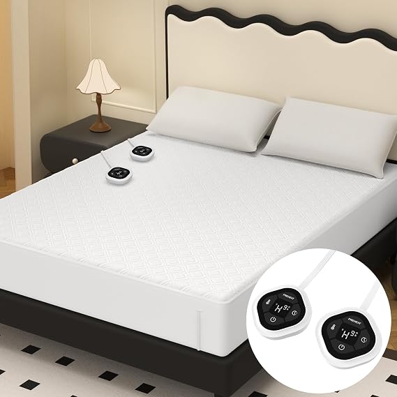 HOMLYNS Heated Mattress Pad Queen, Dual Control, 10 Heat Levels