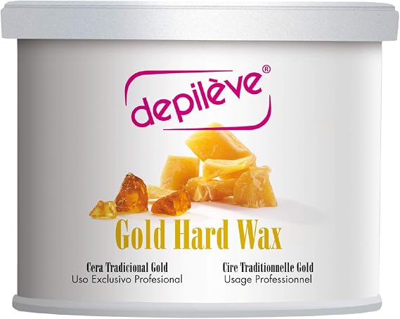 Depileve Gold Hard Wax for Hair Removal - Stripless Wax 14 oz - Full Body - Ideal for Delicate, Sensitive Skin