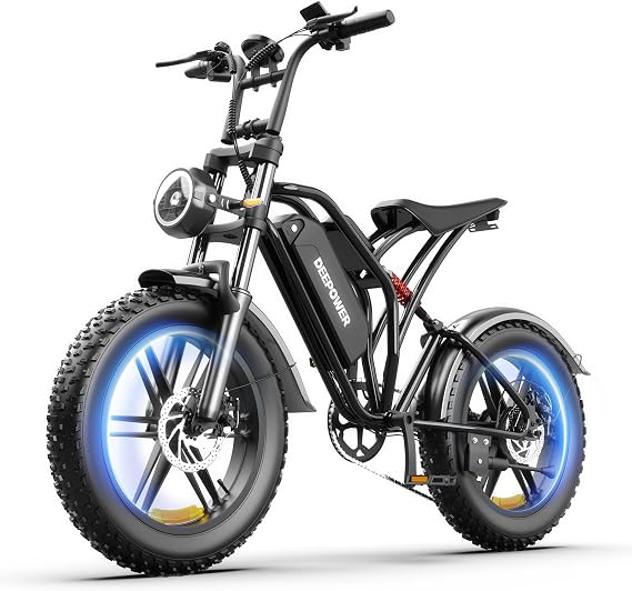 DEEPOWER Electric Bike for Adults,1500W Peak Motor,20" Fat Tires 32MPH 45-80 Miles EBike, 960Wh Removable Battery Electric Dirt Bike, Electric Motorcycle with 7-Speed.