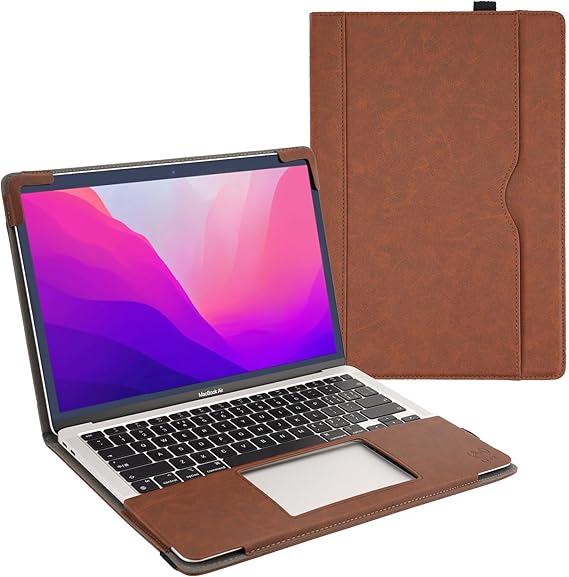 TYTX MacBook Air Leather Case 13.6 Inch 2022 A2681 M2 Laptop Sleeve Protective Folio Book Cover (A2681 M2, Dark Brown)