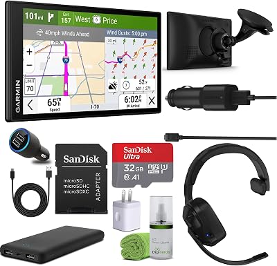 Garmin Dezl OTR620 GPS Truck Navigator 6 Display Touchscreen, Commercial GPS Navigation for Semi-Truck Drivers, Bundle with 32GB SD Memory Card  dezl Headset 110 Premium Trucking Headset  More