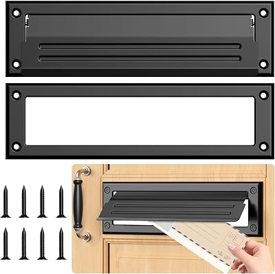 13 inch Mail Slot for Front Door, Stainless Steel Mail Slot Cover, Easy to Install, 1 Pack, 133.7, Black