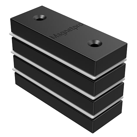 Magnetpro PP Plastic Coated Magnet 20 LB Force Double-Sided Magnetism | Size 2" x 0.75" x 0.3", Food-Grade, Rust-Proof Waterproof, Multi-Purpose Rectangular, Pack of 4