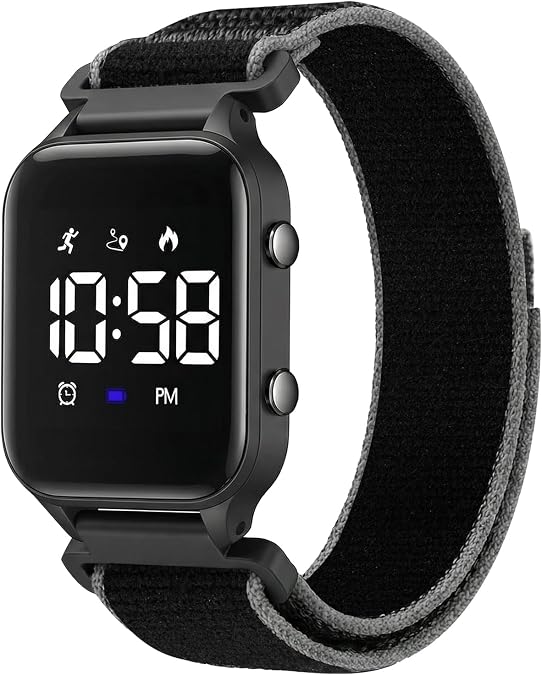 L LAVAREDO Kids Digital Watches for Boys Girls,Sport Watch with Pedometer Stopwatch Vibration Alarm Nylon Band for Ages 5-13,No App Fitness Tracker Watch for Kids Teens Birthday Gifts