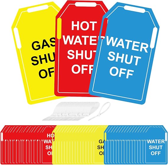 48 PCS Shut Off Valve Tags 5 x 3 Inch Plastic