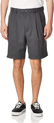 PGA Tour Mens Double Pleat Golf Short with Active Waistband, 9 Inseam
