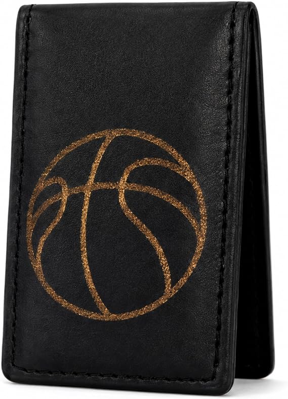 LB LEATHERBOSS Men's New Leather Strong Magnetic Money Clip (Basketball)
