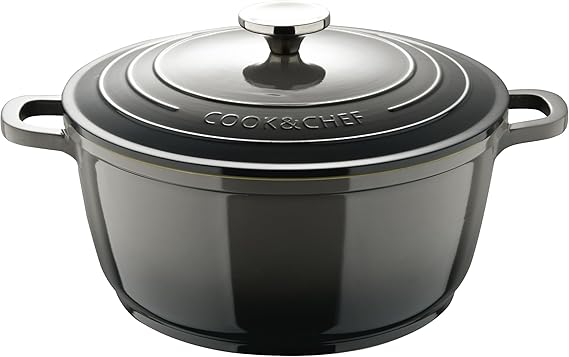 BERGNER E Xcalibur Grey – Canco mit 20 cm Deckel – geschmolzenes Aluminium – innen cremefarbene Beschichtung – außen grau – Induktionspunkt – Edelstahl