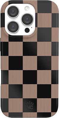 VELVET CAVIAR Checkered Phone Case for iPhone 16 Pro - Compatible with MagSafe [10ft Drop Tested] - Cute Protective Cover for Women - Mocha Brown Black