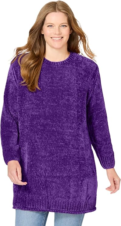 Woman Within Crewneck Chenille Sweater | Women's Plus Size