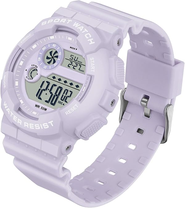 findtime Digital Watch Womens Sport Waterproof White Wrist Watches for Women with Alarm Stopwatch Hourly Chime LED Display 12H/24H Calendar