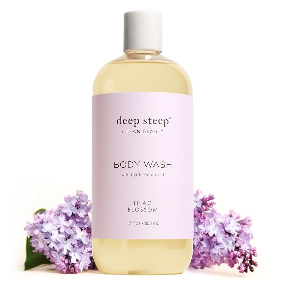 Deep Steep Lilac Blossom Body Wash, Hydrating Shower Gel with Hyaluronic Acid & Shea Butter for Sensitive Skin, Bodywash for Women & Men, 17 Fl Oz, 1-Pack