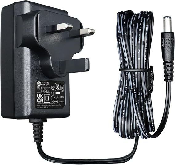 UKCA 12V 2A 24W 1.8M Power Supply Adapter, 2000mA 1A 1.5A 0.5A AC DC Switching Transformer 5.5x2.1mm Plug for LED Lights, Routers, Cameras, Speakers, Monitors, DVR NVR, and more