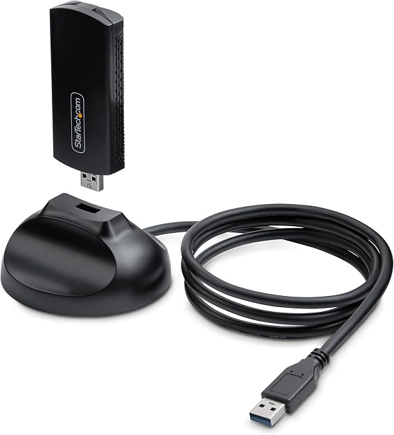 StarTech Wi-Fi 6E USB Adapter/Dongle (AX54005A-USB-WIFI-6E) | For Desktop/Laptop PC, Wireless NIC with Foldable Antenna, WiFi 2.4/5/6GHz Network