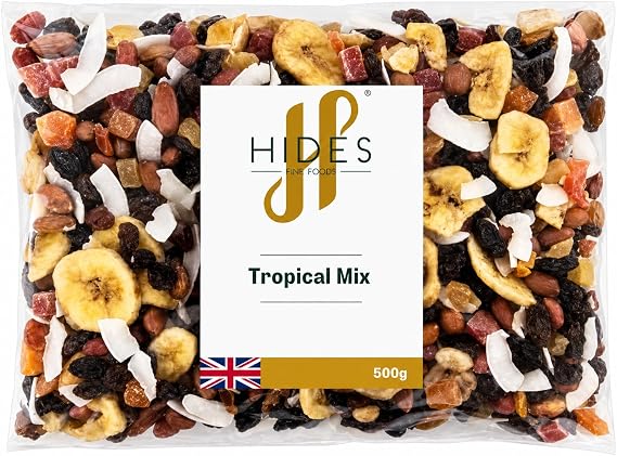 Hides Fine Foods - Tropical Mix: A Blend of Dried Fruit & Nuts 500g - GMO Free - Suitable for Vegetarians - Great for Baking, Flapjacks, Granola, Perfect for Snacking