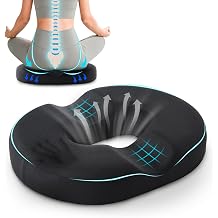 BRO Donut Cushion for Hemorrhoids, Ergonomic Memory Foam Seat Cushion with Ice-Silk Cover for Tailbone Pain, Sciatica Relief, Pressure Relief Pillow for Office Chair, Wheelchair, Car