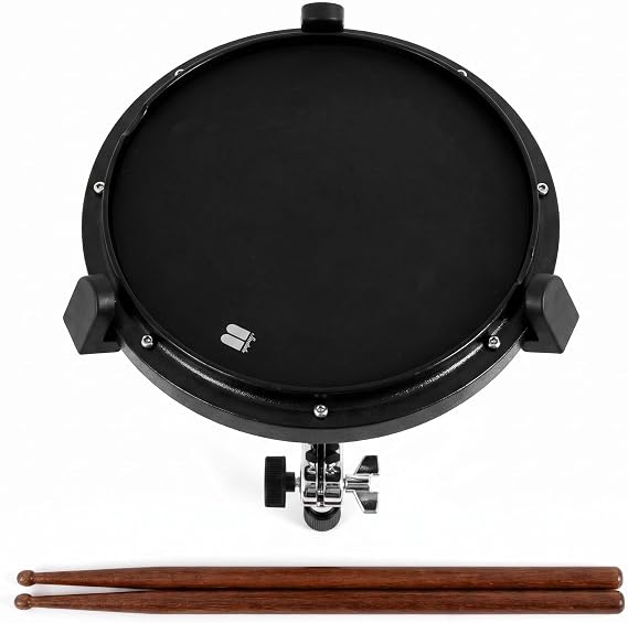 12" Drum Practice Pad, Snare Drum Pad with Real Hoop, Snare Simulator with 900 Steel Balls, High Rebound Silicone Pad for Rimshot Training & Realistic Feel (Black)
