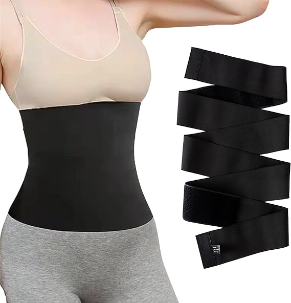 Waist Trainer For Women Tummy Wrap Slimming Belt Invisible Waist Cincher Body Shaper Postpartum Belly Wrap Body Shaper For Women Plus Size Black
