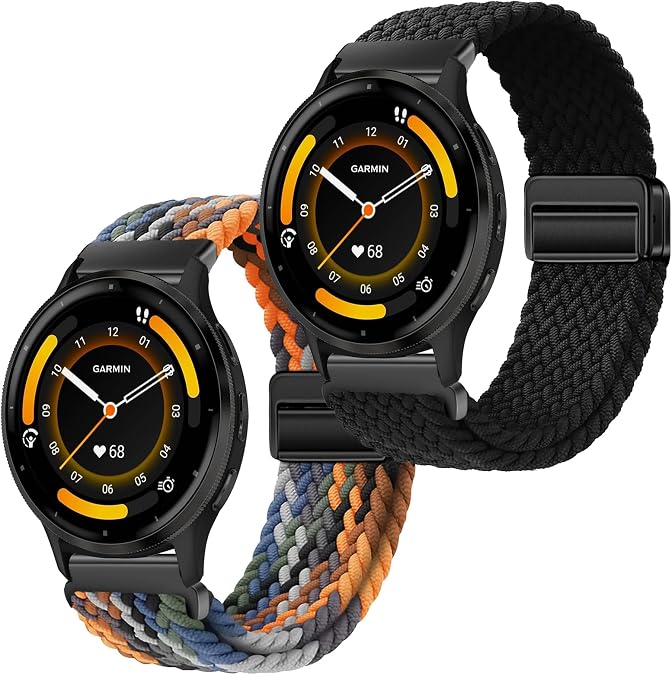 22mm Magnet Braid Watch Strap for Garmin Forerunner 265/255/255 Music/Vivoactive 4/Venu 3/2 Band Sport Replacement