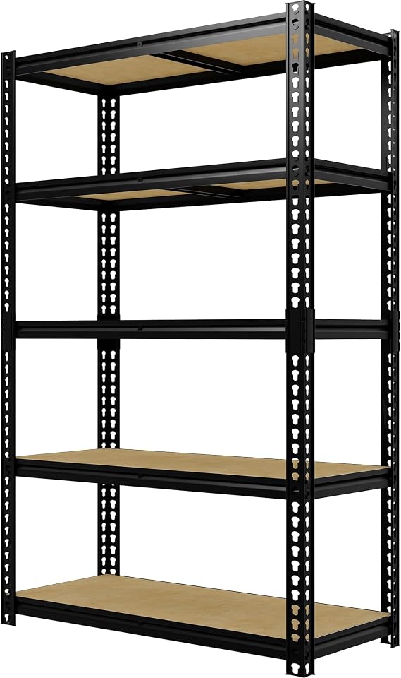 Heavy Duty Garage Storage Shelves, 2500 Lbs Capacity, 5-Tier Adjustable Storage Shelving Unit, 40" L x 20" W x 72" H Metal Shelving Racks for Kitchen Pantry Basement Bathroom Laundry