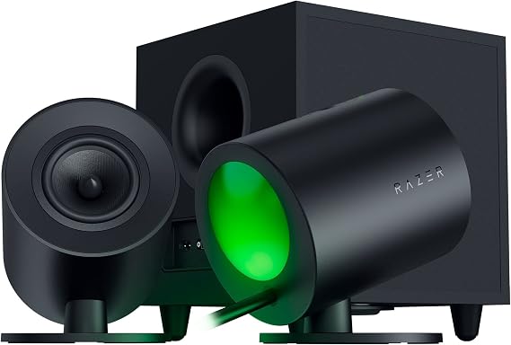 Razer Nommo V2 - Full-Range 2.1 PC Gaming Speakers with Wired Subwoofer: THX Spatial Audio - Rear Projection Chroma RGB - 3 Drivers - Down-Firing Subwoofer 5.5 Driver - Wireless Control Pod
