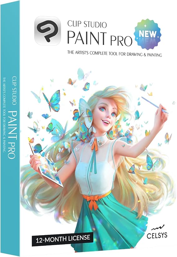 CLIP STUDIO PAINT PRO - New | 12 Months License | 1 Device | for PC, macOS, iPad, iPhone, Galaxy, Android, Chromebook