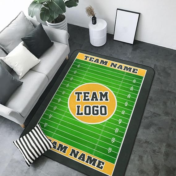 Personalized Green Bay Rug for Bedroom Custom Area Rugs with Team Logo Team Name Customized Carpet for Bedroom Living Room Kitchen Office Home Decorative