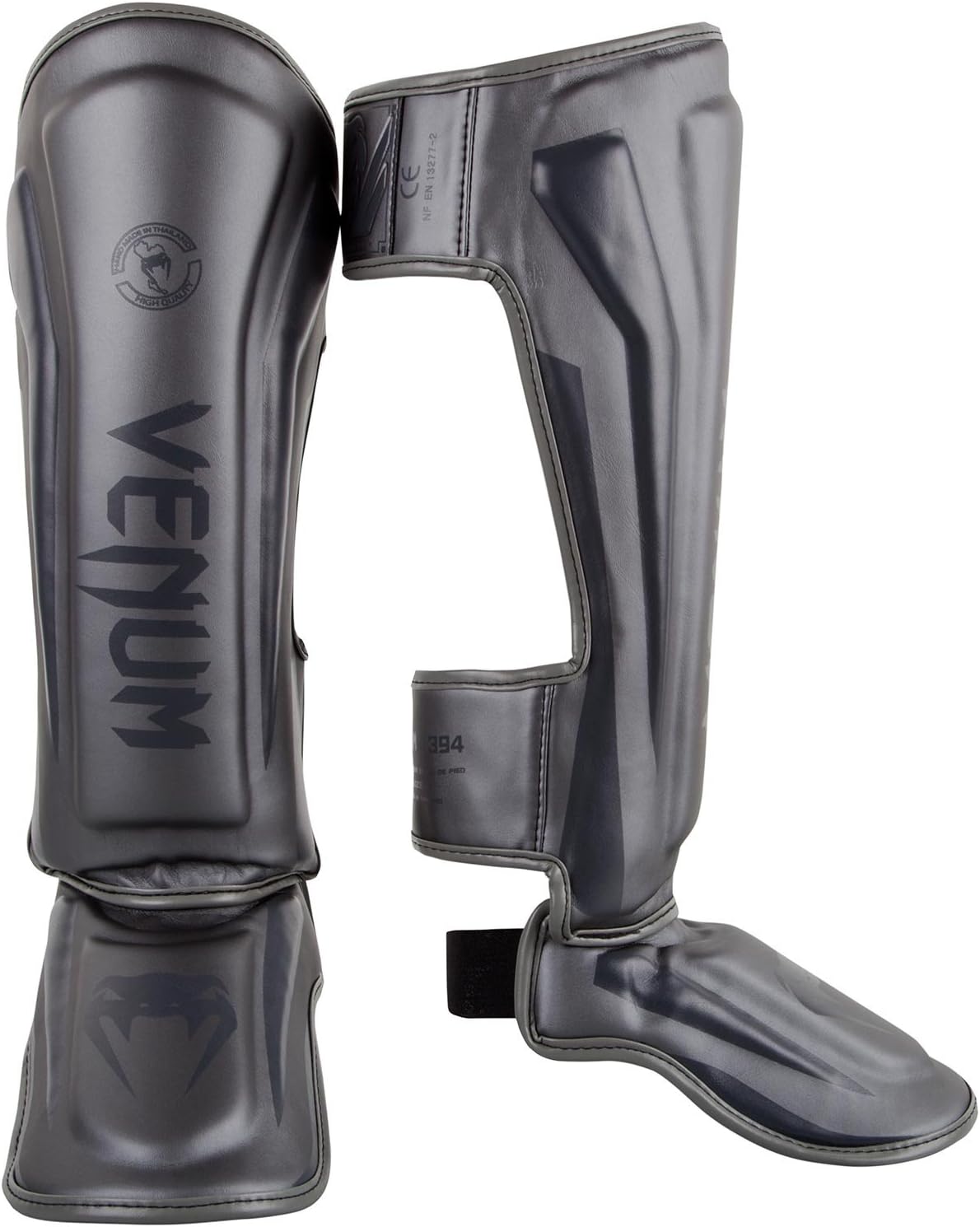 Venum Elite Stand Up Shin Guards - Grey/Grey - Medium