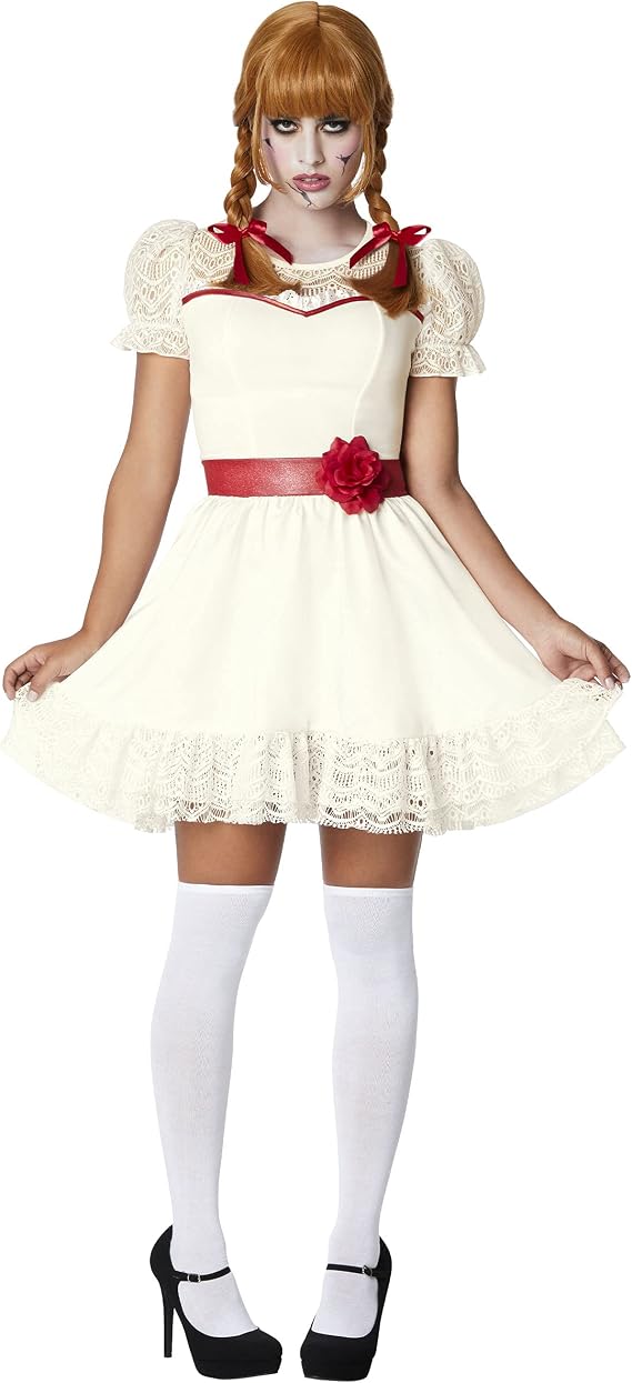 Spirit Halloween Adult Annabelle Short Dress Costume | Officially Licensed | TV and Movie Costume | White Lace Dress