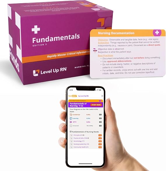 Nursing Fundamentals Flash Cards No Fluff Only Essential Info for Nursing School 2026-2027 NCLEX ATI HESI Review LPN RN Flash Cards (204 Cards)
