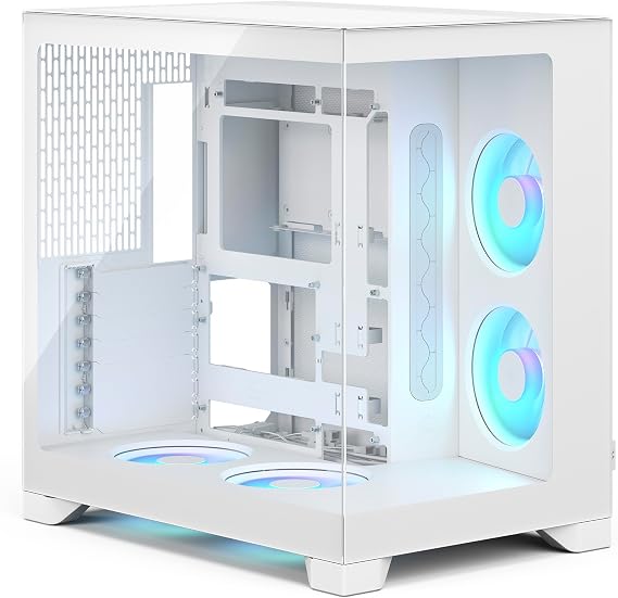 Fractal Design Pop 2 Vision White RGB PC Gaming Case with Panoramic Glass - Dual Chamber Design - 4 RGB Reverse Fans - ATX/E‑ATX/MATX/ITX