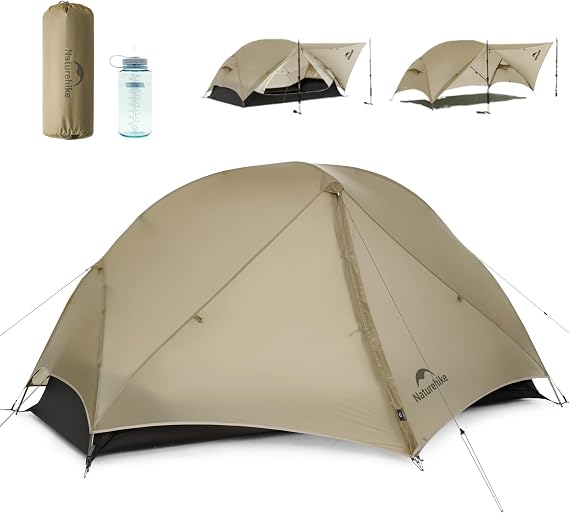Naturehike Mongar 2 Person UL Camping Tent | PU2000mm+ Waterproof 1-2 Person Backpacking Tent, Ventilation System, Multi-Mode Double-Layer Freestanding for Hiking Travel