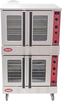 Kratos Commercial Electric Convection Oven, Full Size Double Stack Mobile Stainless Steel Electric Oven for Restaurants, 1 Phase, 208V 29Y-058