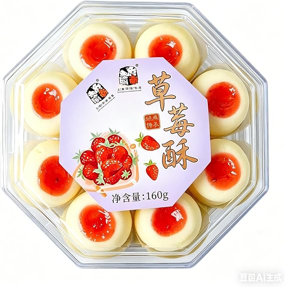SntCrave 18 Flavours Chinese Pastry Assortment | Traditional Variety Pack (Pineapple, Mango, Osmanthus, Wife Cake, Green Tea & More) | Soft, Sweet & Flaky | Gift or Tea Time (Strawberry Pastry)