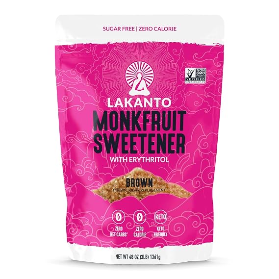 Lakanto Brown Monk Fruit Sweetener with Erythritol, Brown Sugar 3 lb