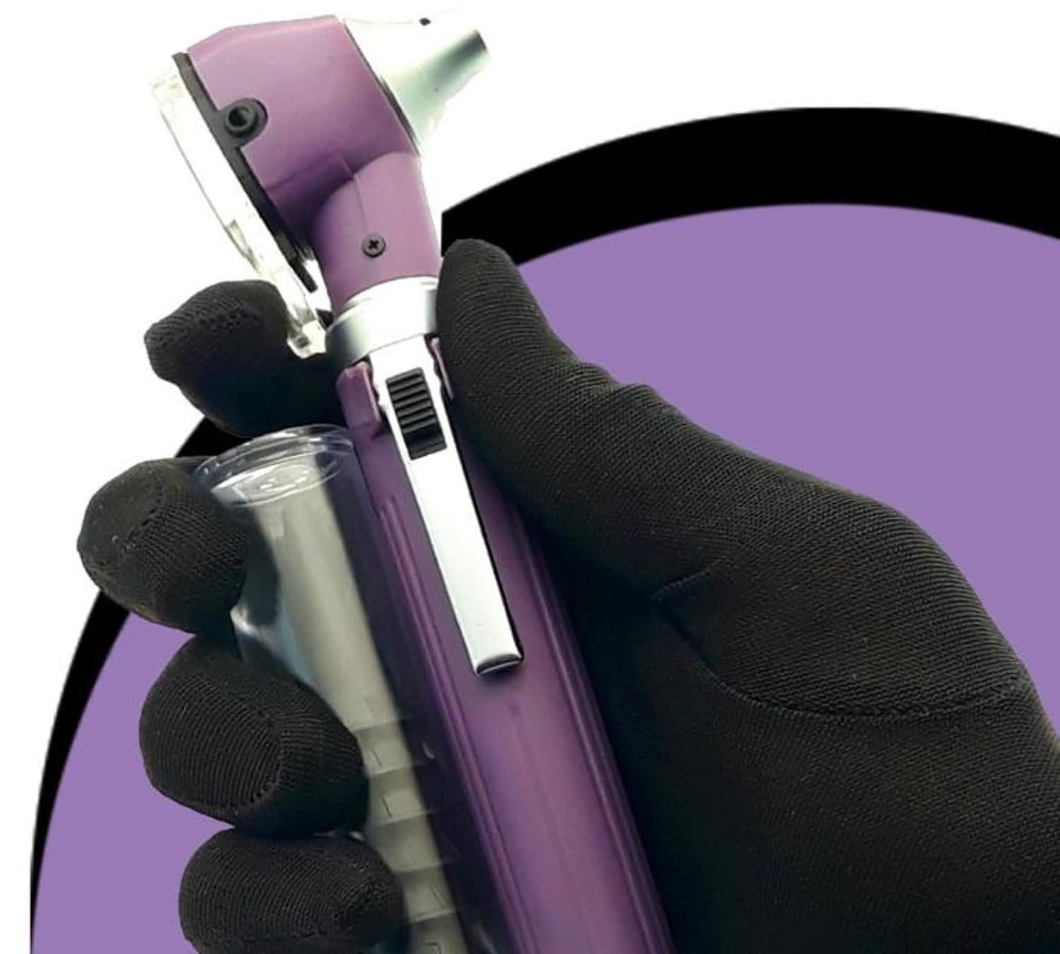 MEDCASE Brilliance German Fiber Optic Otoscope - Professional Ear Scope with LED Light and Speculum for Ear Examination and Diagnosis - Ideal for Professional and Home Use - Purple Color